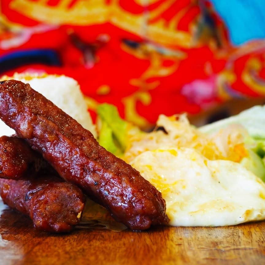 Grilled longganisa sausages with fried egg